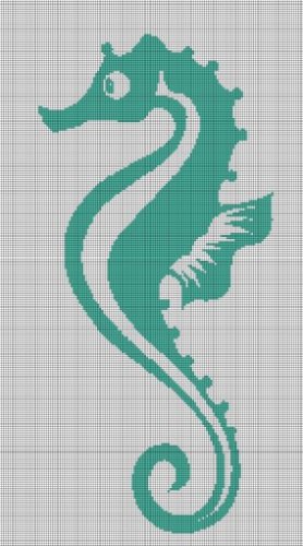 Seahorse silhouette cross stitch pattern in pdf