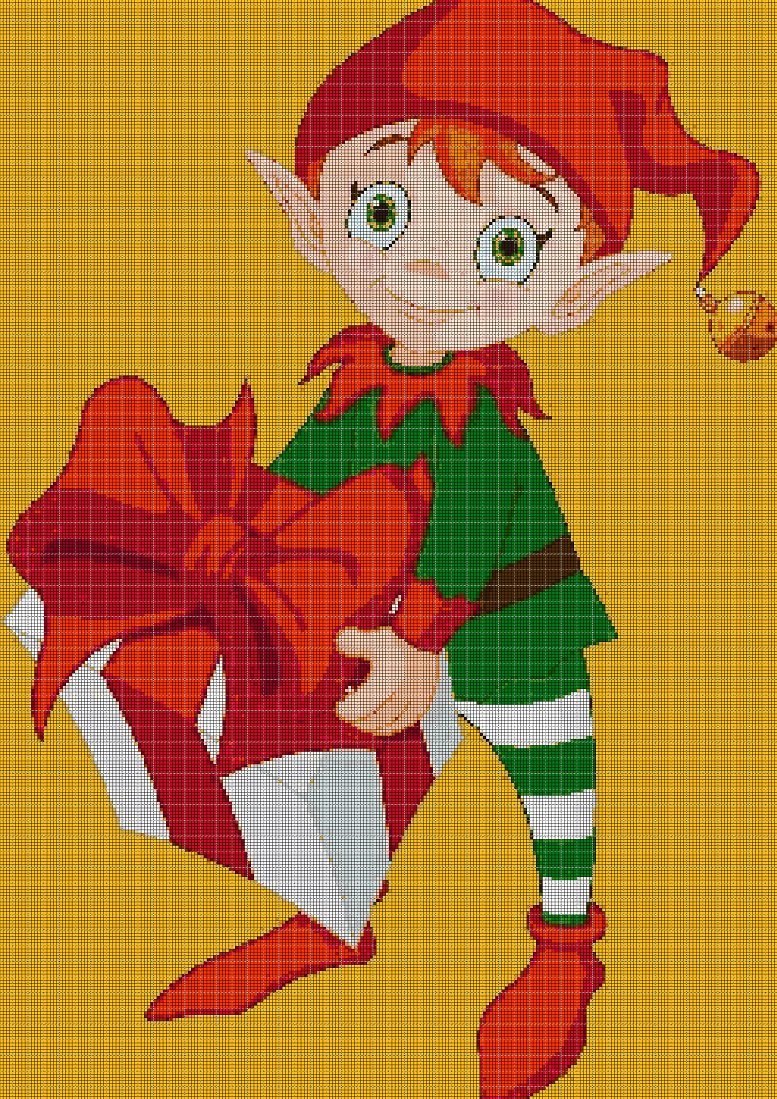 Christmas Elf cross stitch pattern in pdf DMC