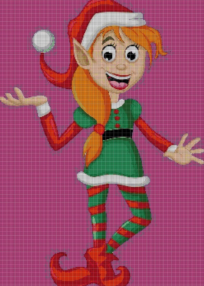 Christmas Elf 2 cross stitch pattern in pdf DMC