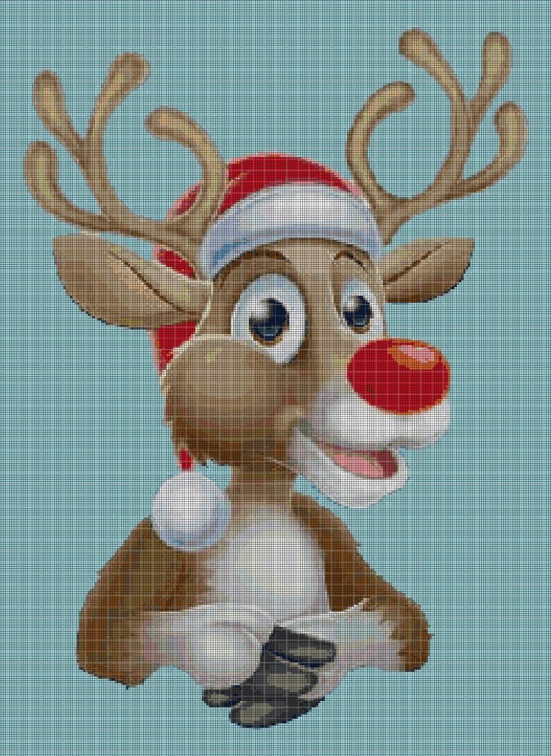 Christmas Reindeer cross stitch pattern in pdf DMC