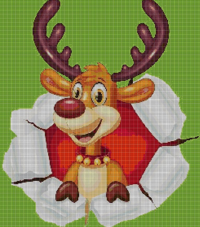 Christmas Reindeer 2 cross stitch pattern in pdf DMC