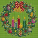 Christmas wreath cross stitch pattern in pdf DMC