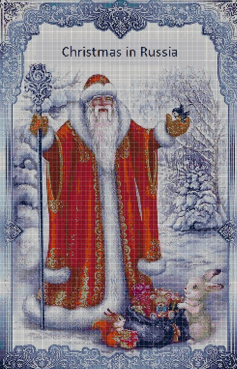 Grandfather Frost 4 cross stitch pattern in pdf DMC
