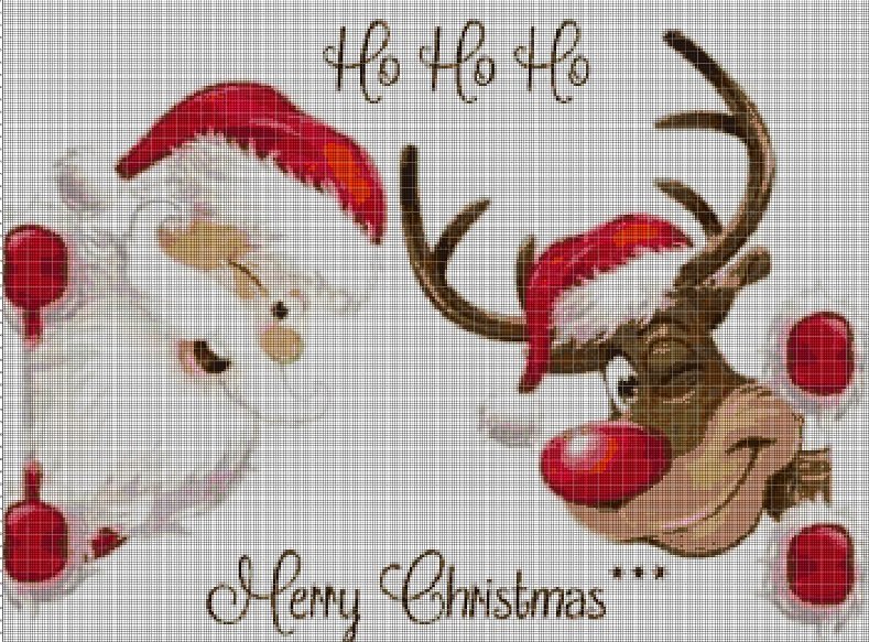 Ho-ho-ho Merry Christmas cross stitch pattern in pdf DMC