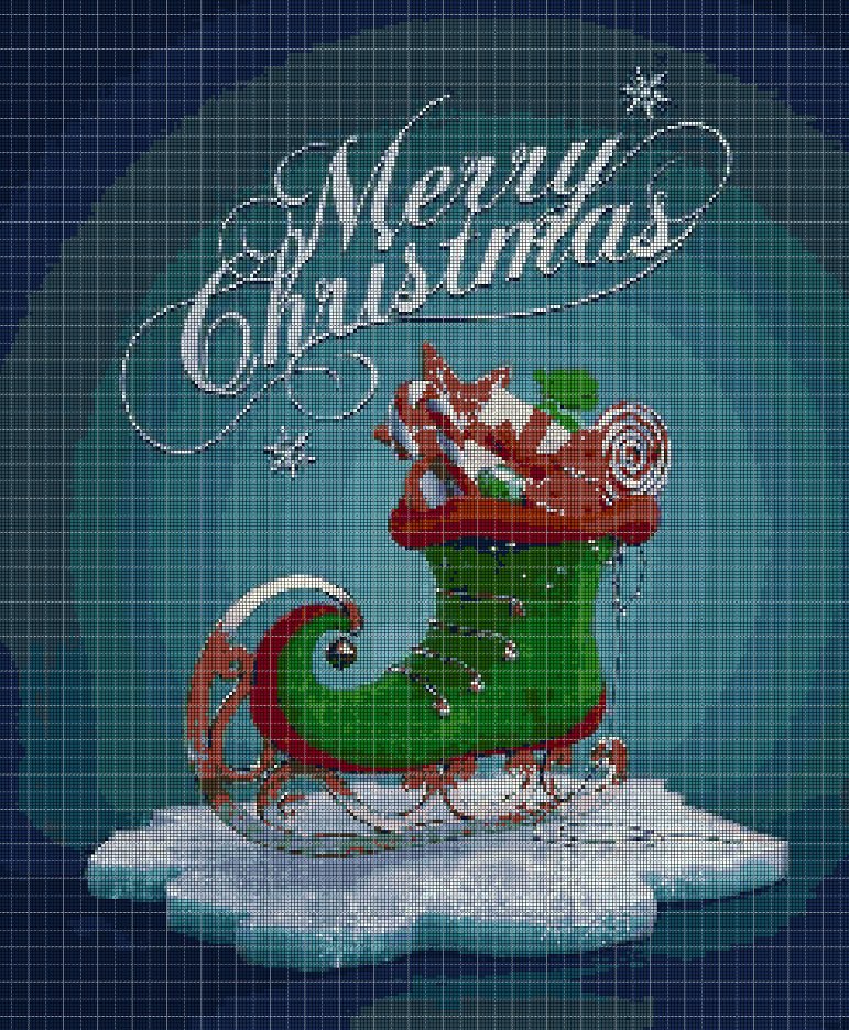 Merry Christmas cross stitch pattern in pdf DMC