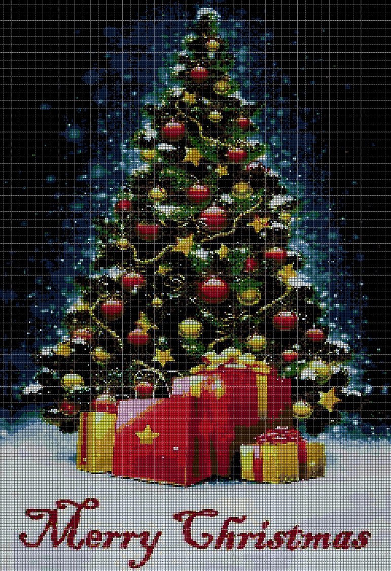 Merry Christmas 3 cross stitch pattern in pdf DMC