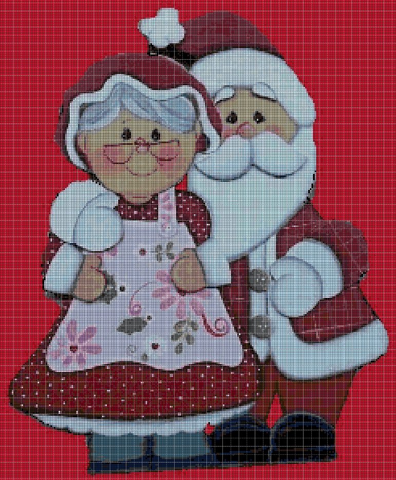 Mr. and Mrs. Santa cross stitch pattern in pdf DMC