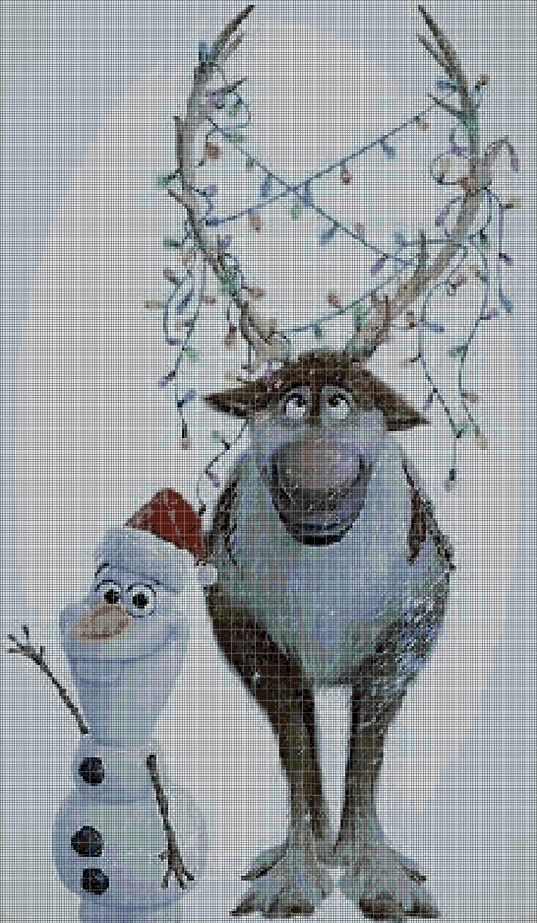 Olaf and Sven cross stitch pattern in pdf DMC