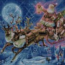 Santa Claus With Reindeer Sleigh cross stitch pattern in pdf DMC