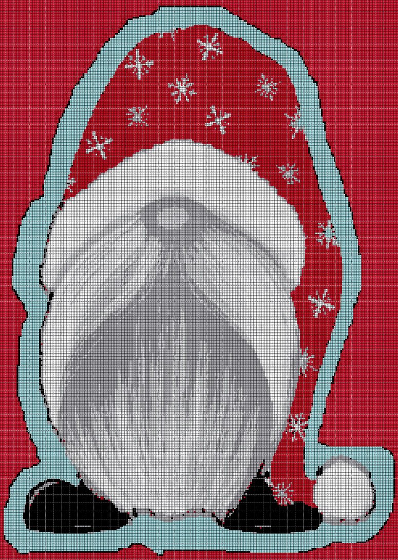 Santa gnome cross stitch pattern in pdf DMC