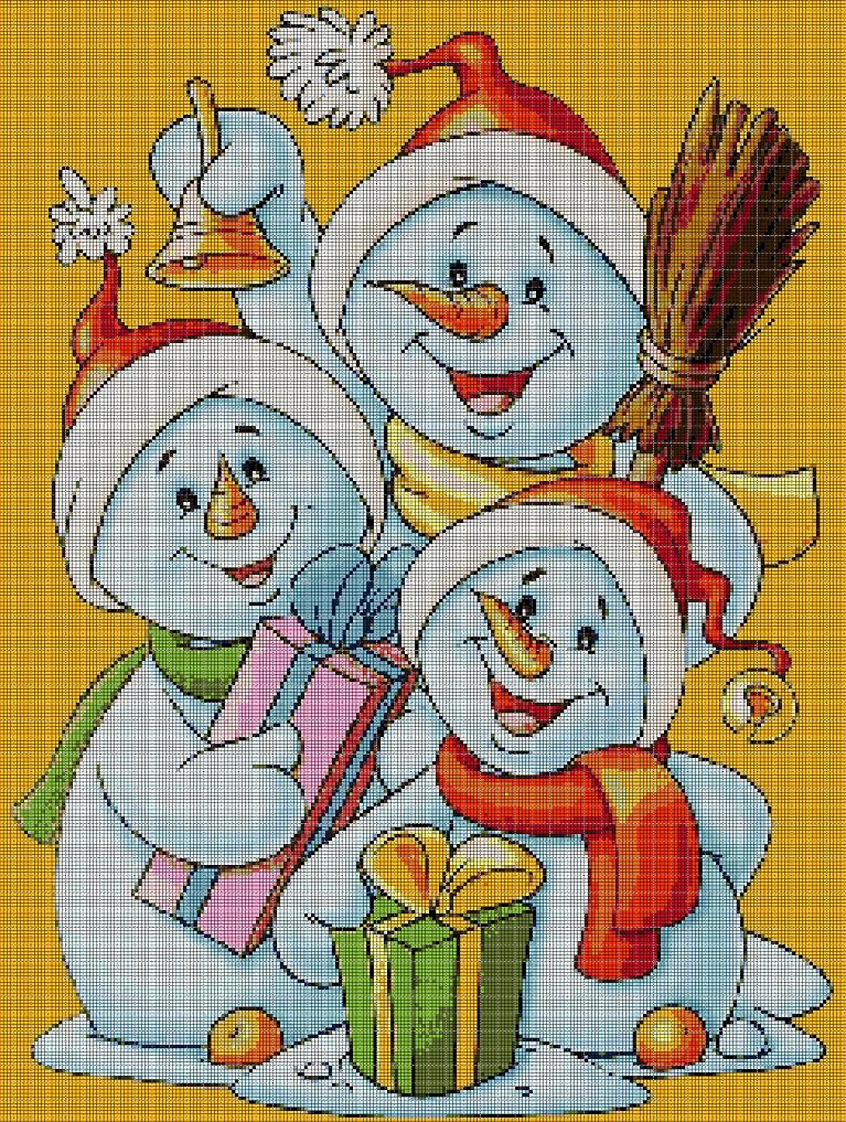 Snowman and holiday 2 cross stitch pattern in pdf DMC