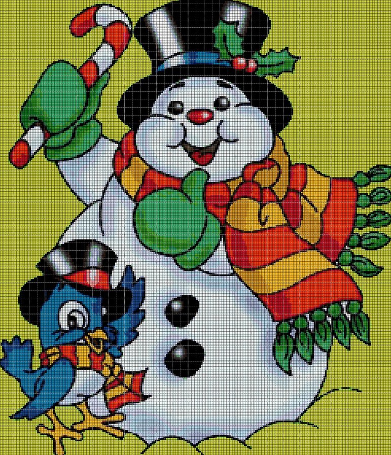 Snowman and holiday 3 cross stitch pattern in pdf DMC