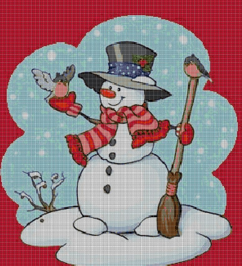 Snowman version 1 cross stitch pattern in pdf DMC