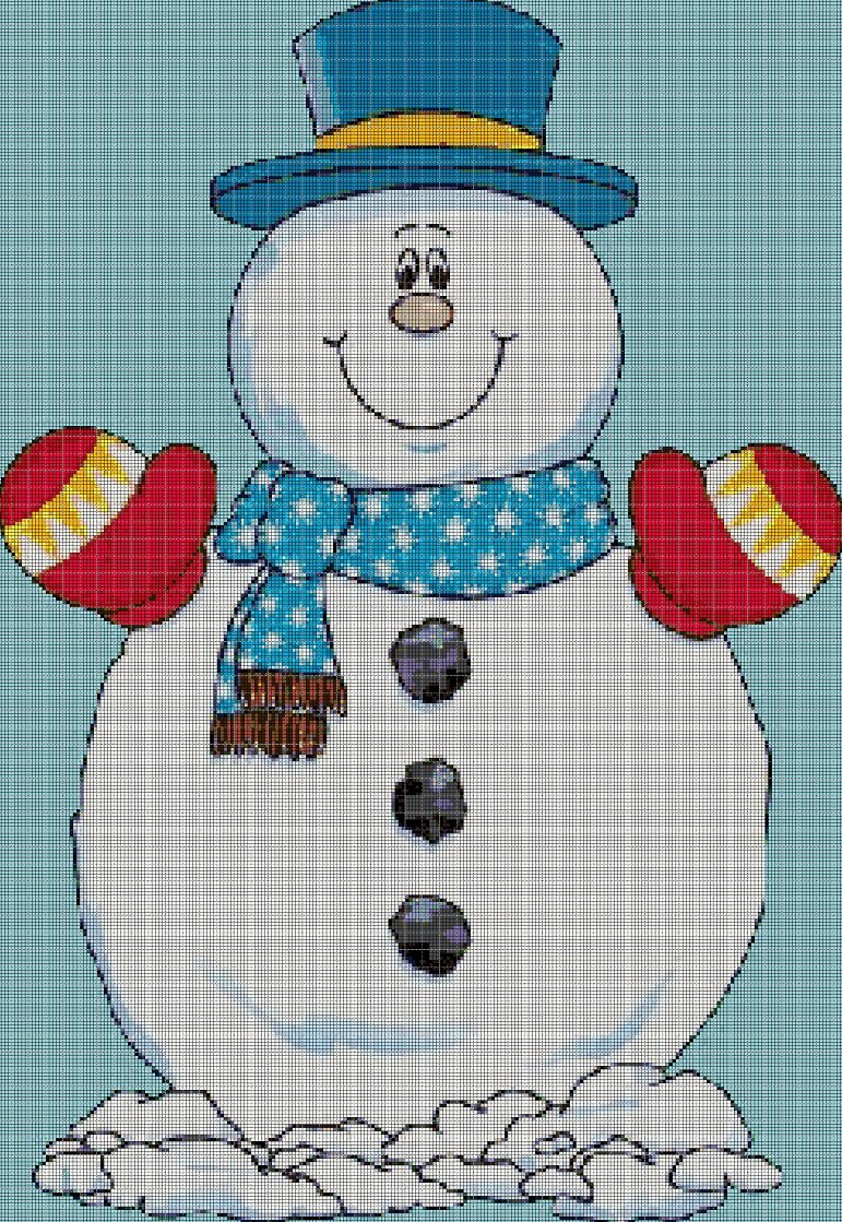 Snowman version 4 cross stitch pattern in pdf DMC