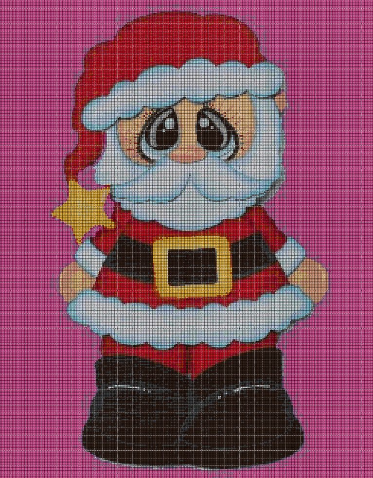 Weary Santa cross stitch pattern in pdf DMC