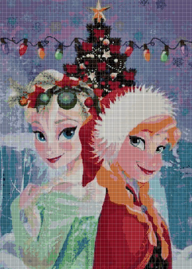 White, Frosty Christmas cross stitch pattern in pdf DMC