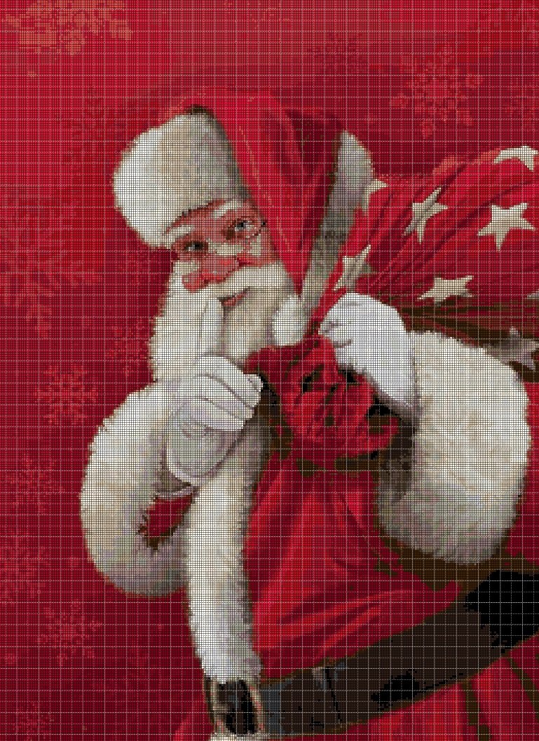 Xmas santa cross stitch pattern in pdf DMC