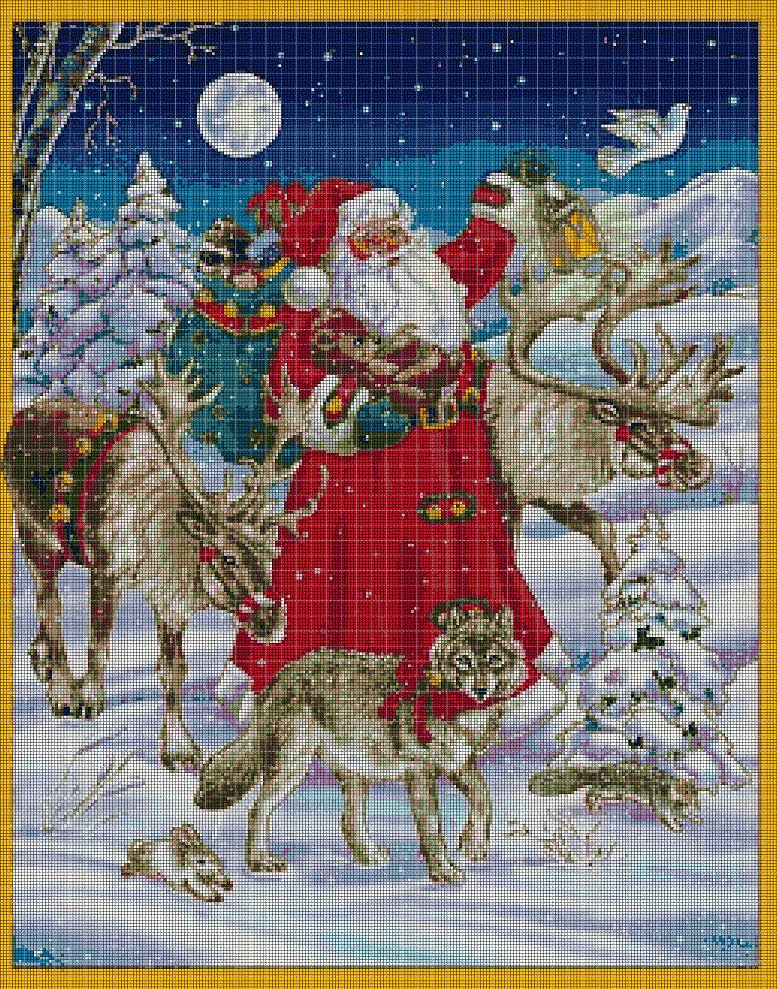 Xmas santa 2 cross stitch pattern in pdf DMC