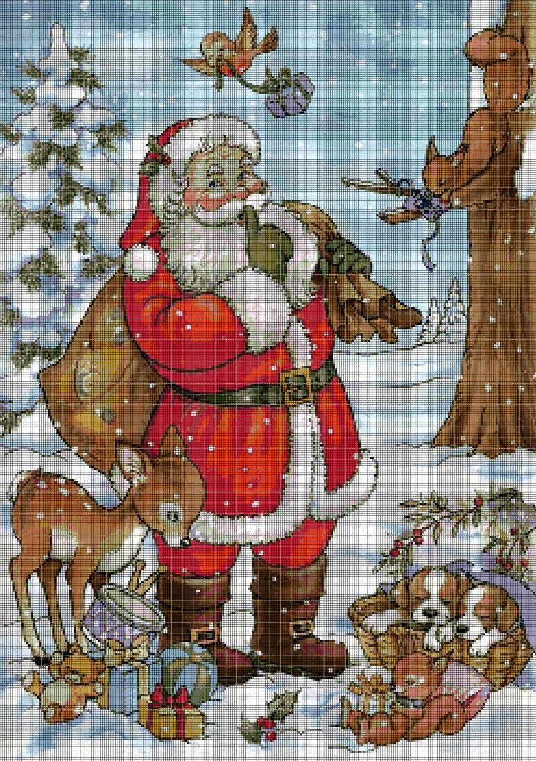 Xmas santa 4 cross stitch pattern in pdf DMC