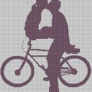 Bicycle and kiss silhouette cross stitch pattern in pdf