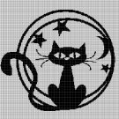 Cat and moon silhouette cross stitch pattern in pdf