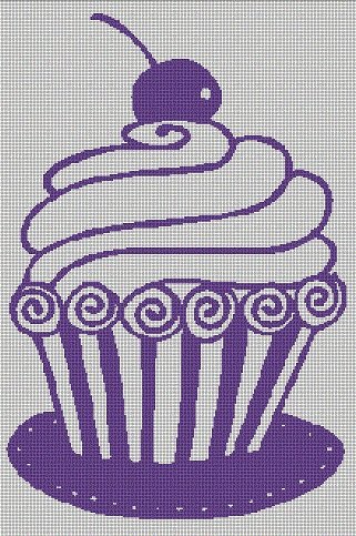 Cupcake silhouette cross stitch pattern in pdf