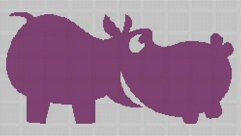 Hippo silhouette cross stitch pattern in pdf