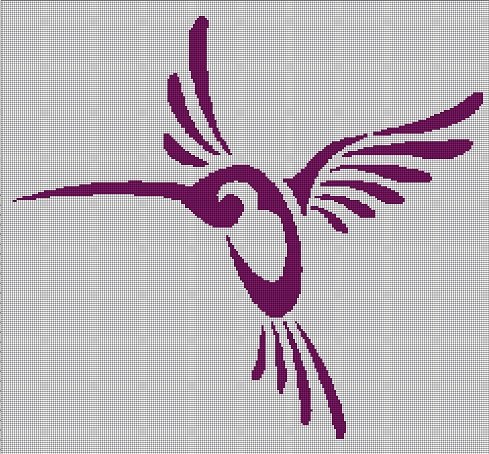 Hummingbird silhouette cross stitch pattern in pdf