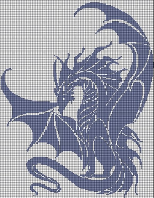 Ice dragon silhouette cross stitch pattern in pdf