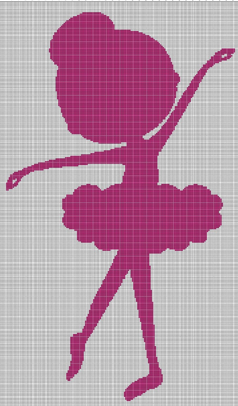 Little Balerina silhouette cross stitch pattern in pdf