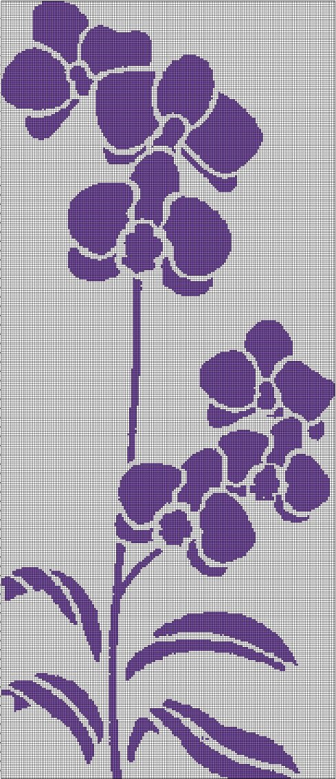 Orchid silhouette cross stitch pattern in pdf