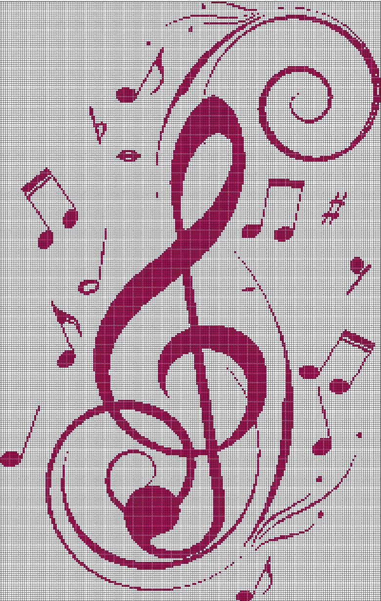 Music 3 silhouette cross stitch pattern in pdf