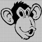 Monkey head silhouette cross stitch pattern in pdf