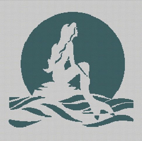 Mermaid silhouette cross stitch pattern in pdf