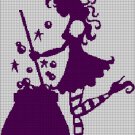 Little witch silhouette cross stitch pattern in pdf