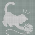 Kitten with ball silhouette cross stitch pattern in pdf