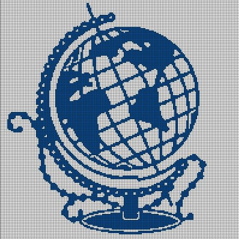 Globe silhouette cross stitch pattern in pdf