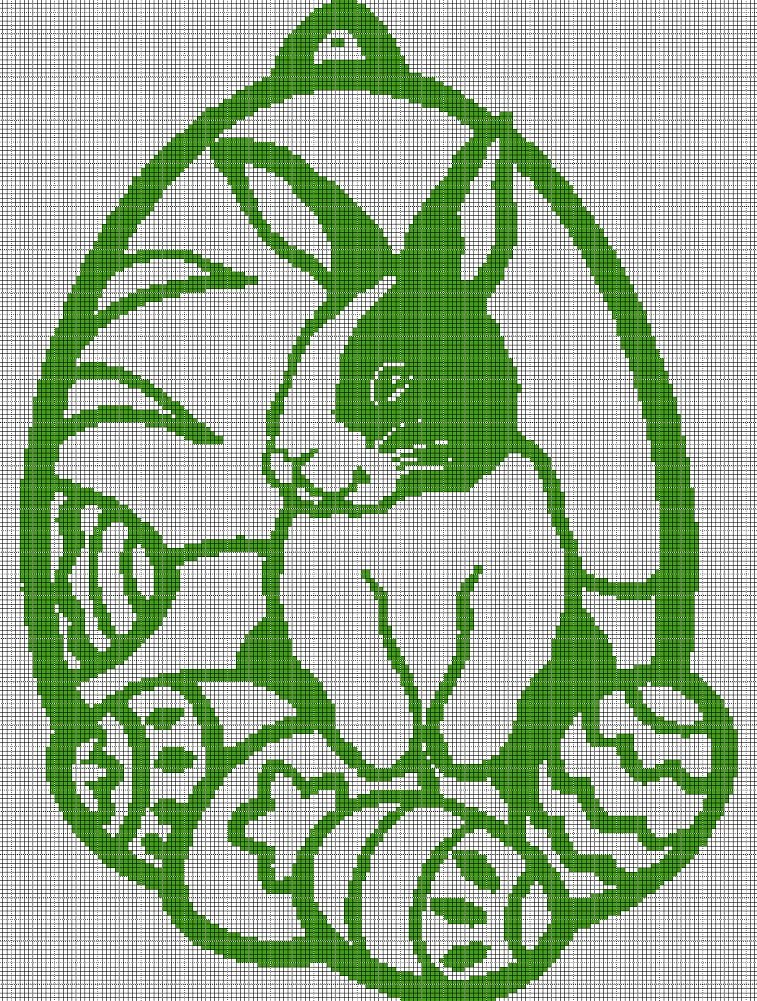 Easter egg 2 silhouette cross stitch pattern in pdf