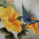 Humminbird with yellow flower cross stitch pattern in pdf DMC