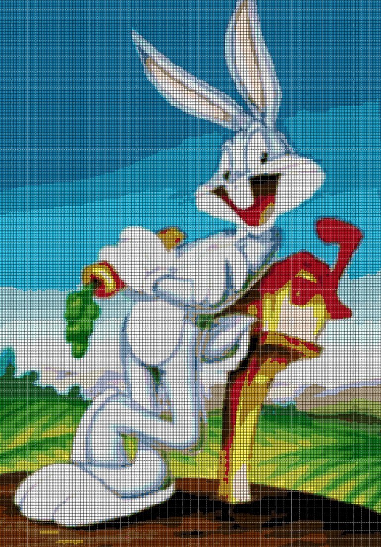 Bugs Bunny cross stitch pattern in pdf DMC