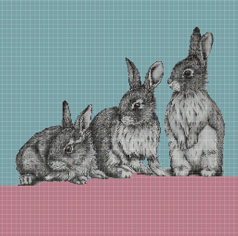 Bunnies cross stitch pattern in pdf DMC