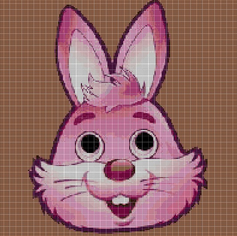 Bunny head cross stitch pattern in pdf DMC