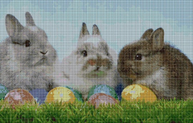 Easter Bunnies cross stitch pattern in pdf DMC