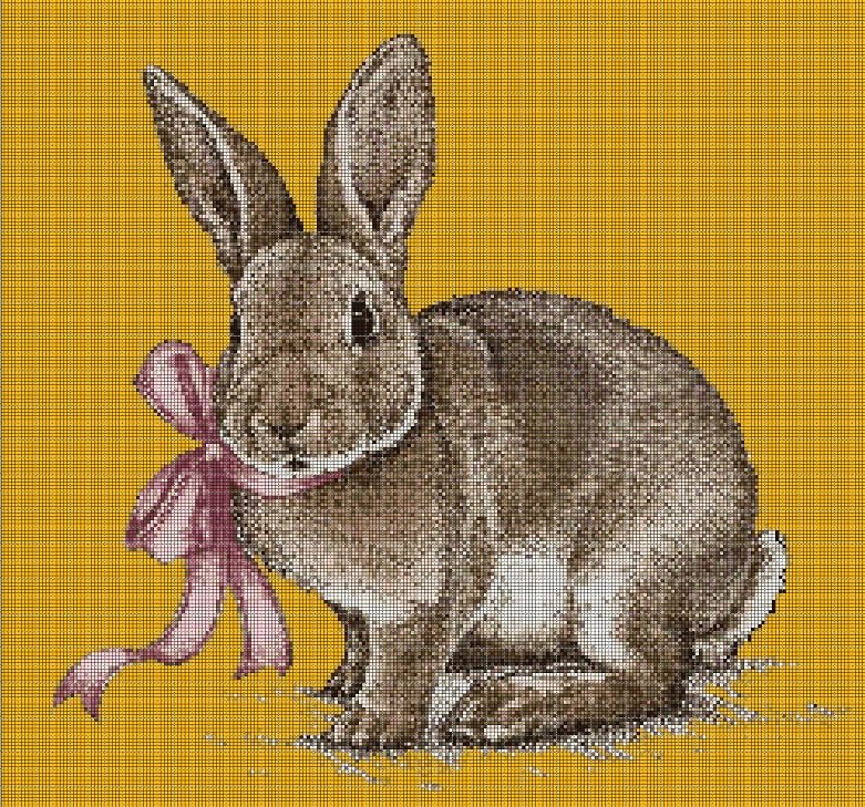 Easter Rabbit cross stitch pattern in pdf DMC