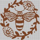 Bee with flowers silhouette cross stitch pattern in pdf