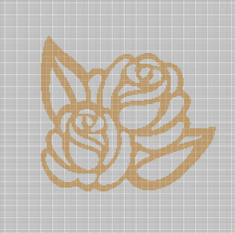Beige roses silhouette cross stitch pattern in pdf
