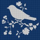 Bird and flowers silhouette cross stitch pattern in pdf