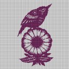 Bird on flower silhouette cross stitch pattern in pdf