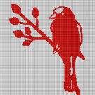 Bird on the branch silhouette cross stitch pattern in pdf