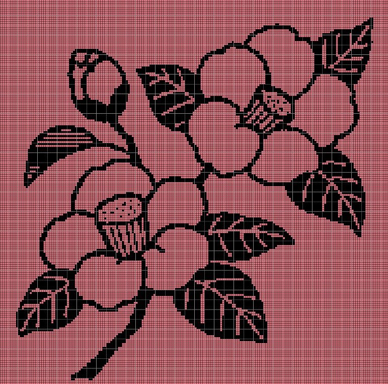 Blossom silhouette cross stitch pattern in pdf